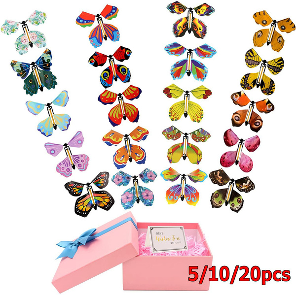 1/5/10 Different Magic Fairy Flying Butterfly Surprise Toys Wind up Rubber  Band Powered Butterfly Decoration Bookmark and Greeting Surprise Gift Cards